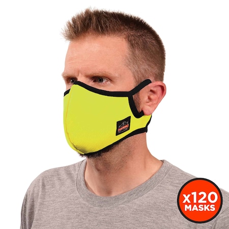 Ergodyne Lime Contoured Face Mask with Filter, L/XL, PK120 8802F(X)-C